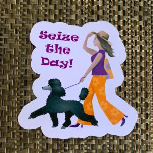 girl and dog sticker